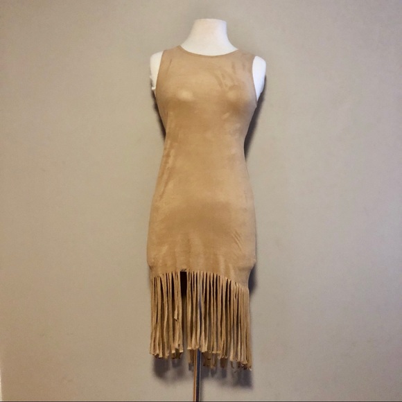 Market Dresses & Skirts - Market fringe soft nude dress S